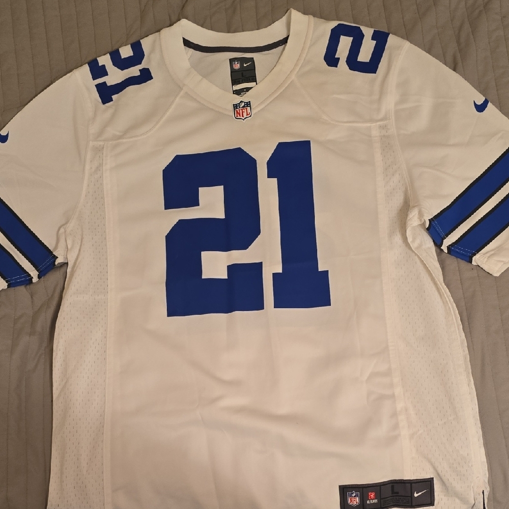 Nike Men's White and Blue Football Jersey